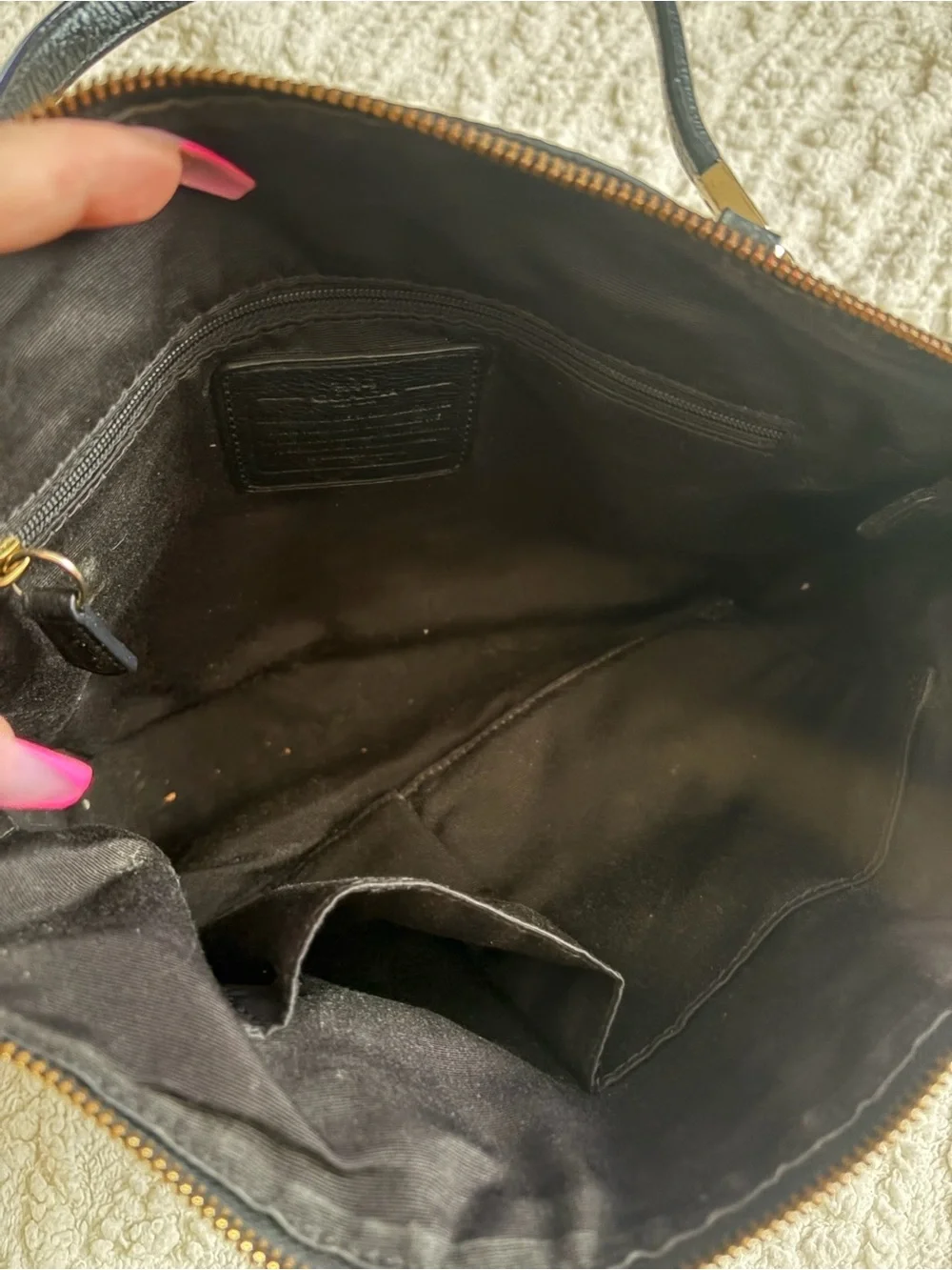 Coach Black Pebbled Leather Shoulder Bag with Gold Hardware